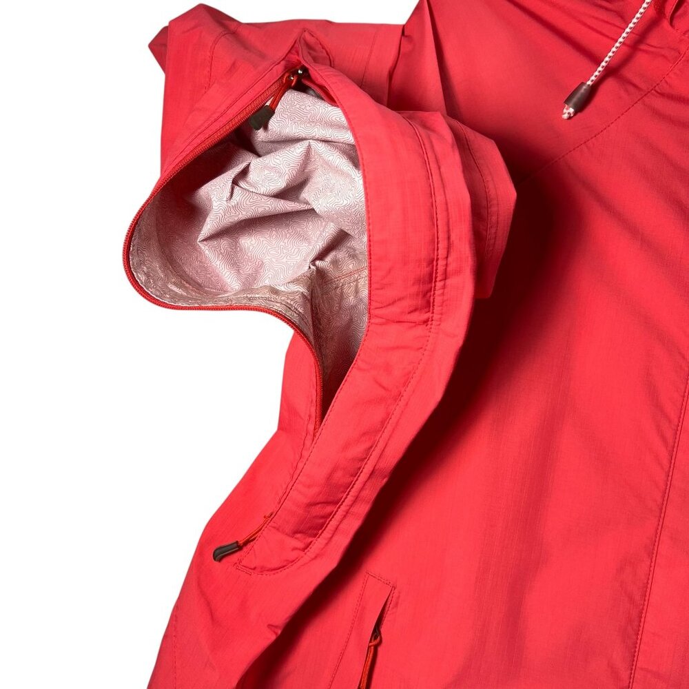 Cabelas Salmon Pink Rain Jacket Removable Hood Zippered Pockets Pits M Adjust - Picture 13 of 16